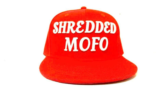 Limited Edition Shredded Mofo Snap Back: Red with White Embroidery