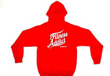 Fitness Addict Pullover Hoodie: Red (With White Letters)