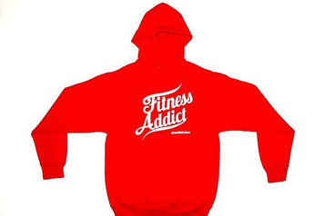 Fitness Addict Pullover Hoodie: Red (With White Letters)