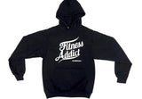 Fitness Addict Pullover Hoodie: Black (With White Letters)