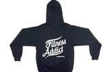Shredded Mofo Black Pullover Hoodie with Fitness Addict on the back: (With White Letters)