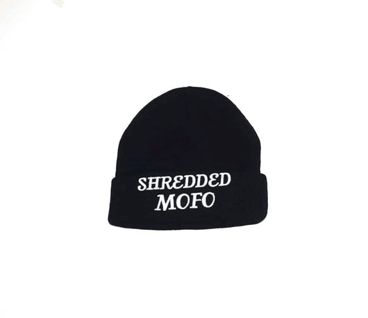 Shredded Mofo Beanie: Black with White Embroidery